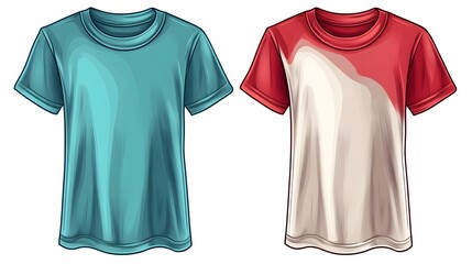 Two Stylish T-Shirt Designs,  Teal and Red-Beige