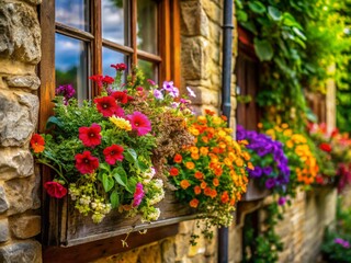 Vibrant English Countryside Window Box Macro Photography