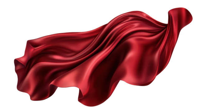 Elegant crimson draped fabric gently billowing with captivating sheen