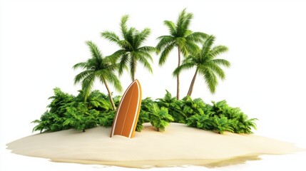 Obraz premium Beach Surfboard Isolated Overview with White with Surfboard