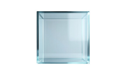 Modern empty glass display cube, isolated on transparent background, ideal for exhibitions and retail showcases to highlight products.