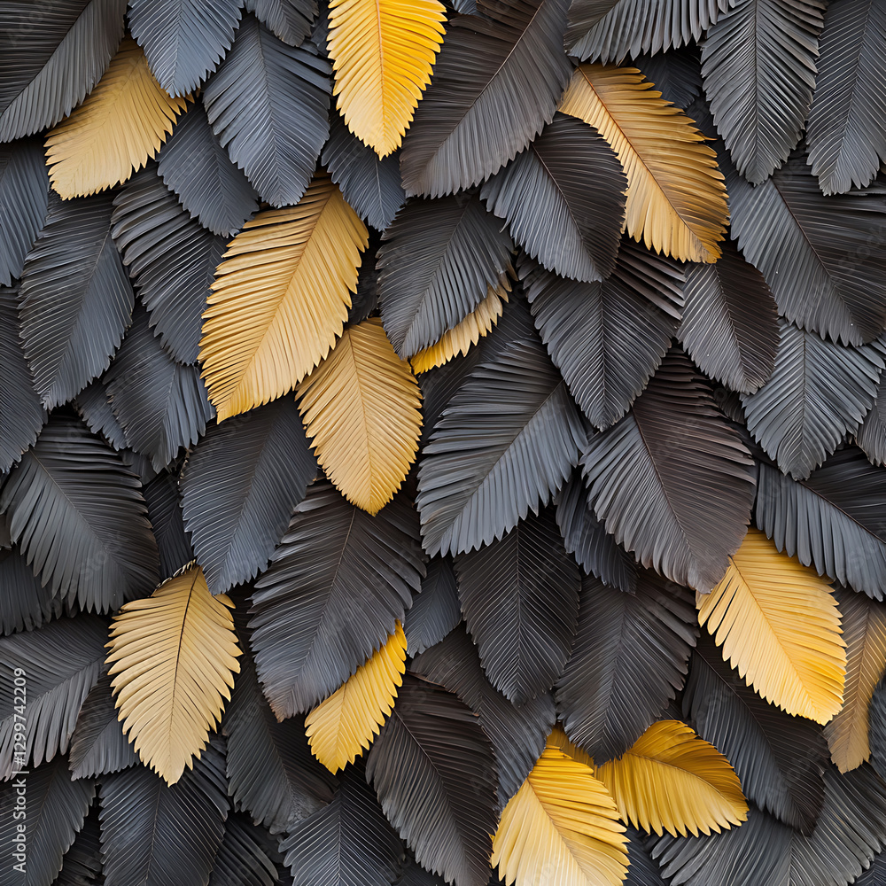 Poster vibrant leaf patterns indoor setting artistic display textured environment close-up view nature insp