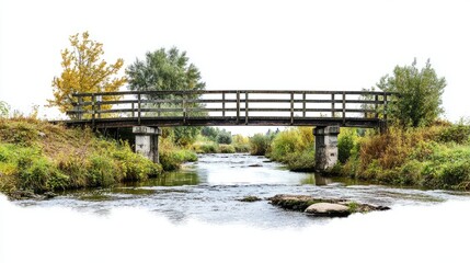 Fototapeta premium River Bridge Isolated View with White with Bridge