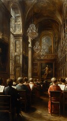 Choir sings in ornate hall