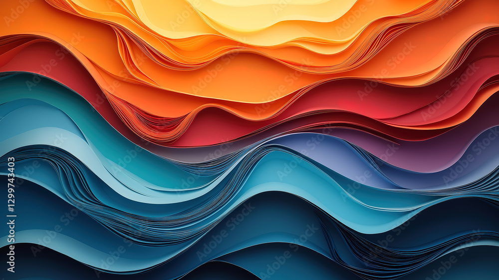 Poster dynamic and abstract swirling waves of light and shadow creating a vivid and captivating scene