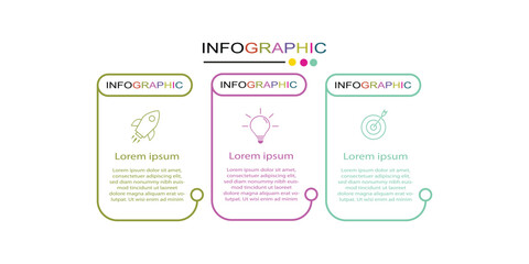 Vector Infographic label design template with icons and 3 options or steps. Can be used for process diagram,