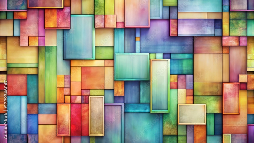 Wall mural abstract colorful rectangular mosaic design featuring diverse hues and textures in a geometric patte