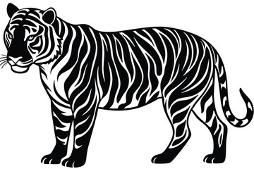 A powerful majestic tiger silhouette vector
