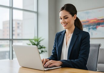 Businesswoman working with laptop in office