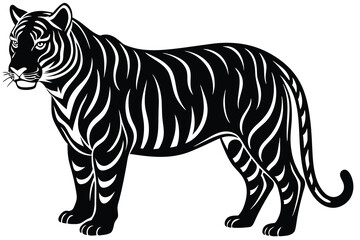 A powerful majestic tiger silhouette vector