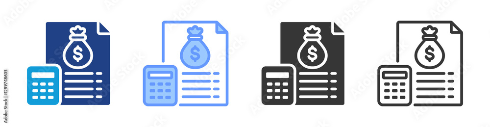 Poster Budgeting icon set multiple style collection