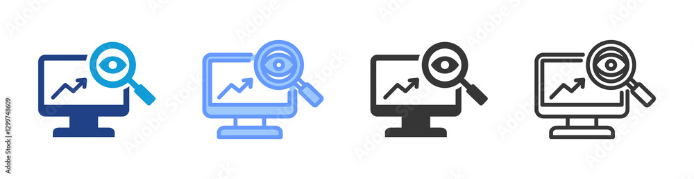 Aufkleber Monitoring icon set multiple style collection