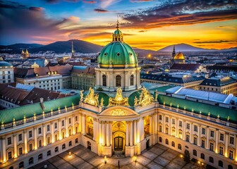Fototapeta premium Vienna Hofburg Palace Dome Night - Candid 4K Stock Photo