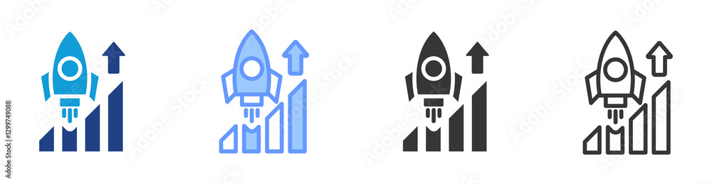 Poster growth icon set multiple style collection