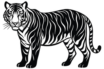 Tiger silhouette vector illustration on white background