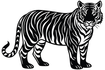 Obraz premium Tiger silhouette vector illustration on white background