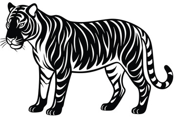 Obraz premium Tiger silhouette vector illustration on white background