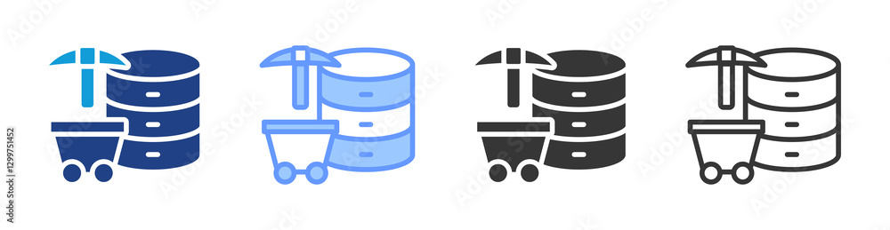 Poster Data Mining icon set multiple style collection