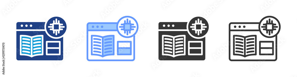 Poster Machine Learning icon set multiple style collection