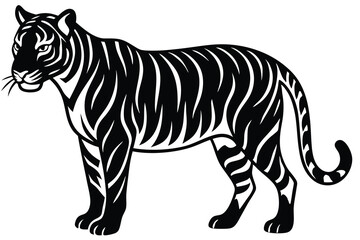 Tiger silhouette vector illustration on white background