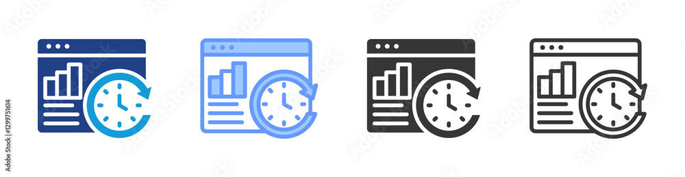 Poster Real Time Data icon set multiple style collection