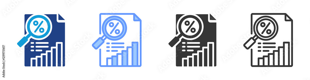 Fototapete statistical analysis icon set multiple style collection