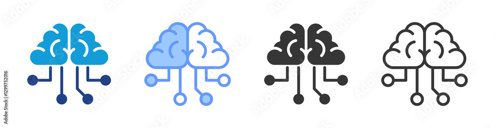 Aufkleber Neural Network icon set multiple style collection