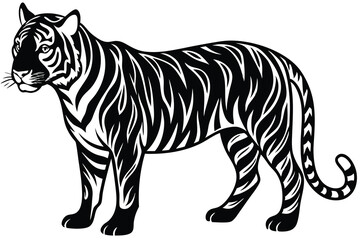 Black tiger silhouettes vector