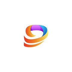 abstract letter D logo with swoosh effect in colorful 3d design style