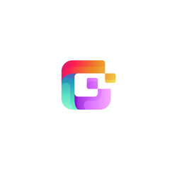 letter C logo with technology combination in colorful gradient 3d design style