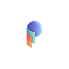P logo with colorful modern 3D design concept