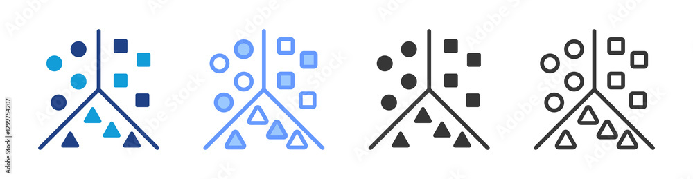 Poster Clustering icon set multiple style collection