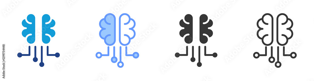 Poster Neural Network icon set multiple style collection
