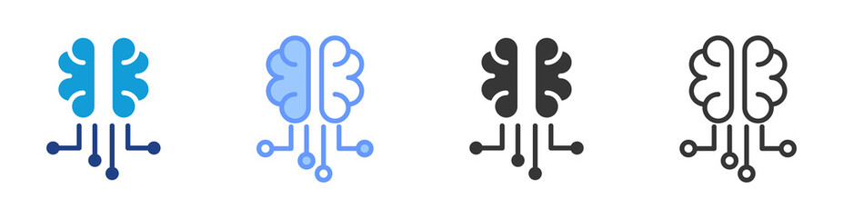 Neural Network icon set multiple style collection