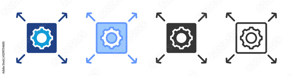 Poster Scalability icon set multiple style collection