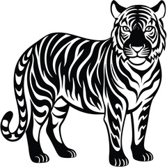 Obraz premium Black tiger silhouettes vector illustration