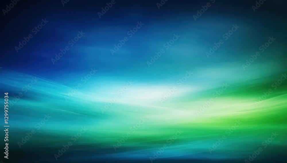 Poster serene abstract landscape with soft gradient hues of blue and green suggesting tranquility and calmn