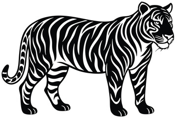 Black tiger silhouettes vector illustration