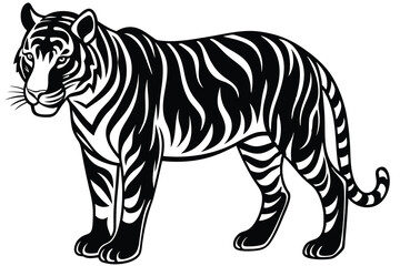 Naklejka premium Black tiger silhouettes vector illustration