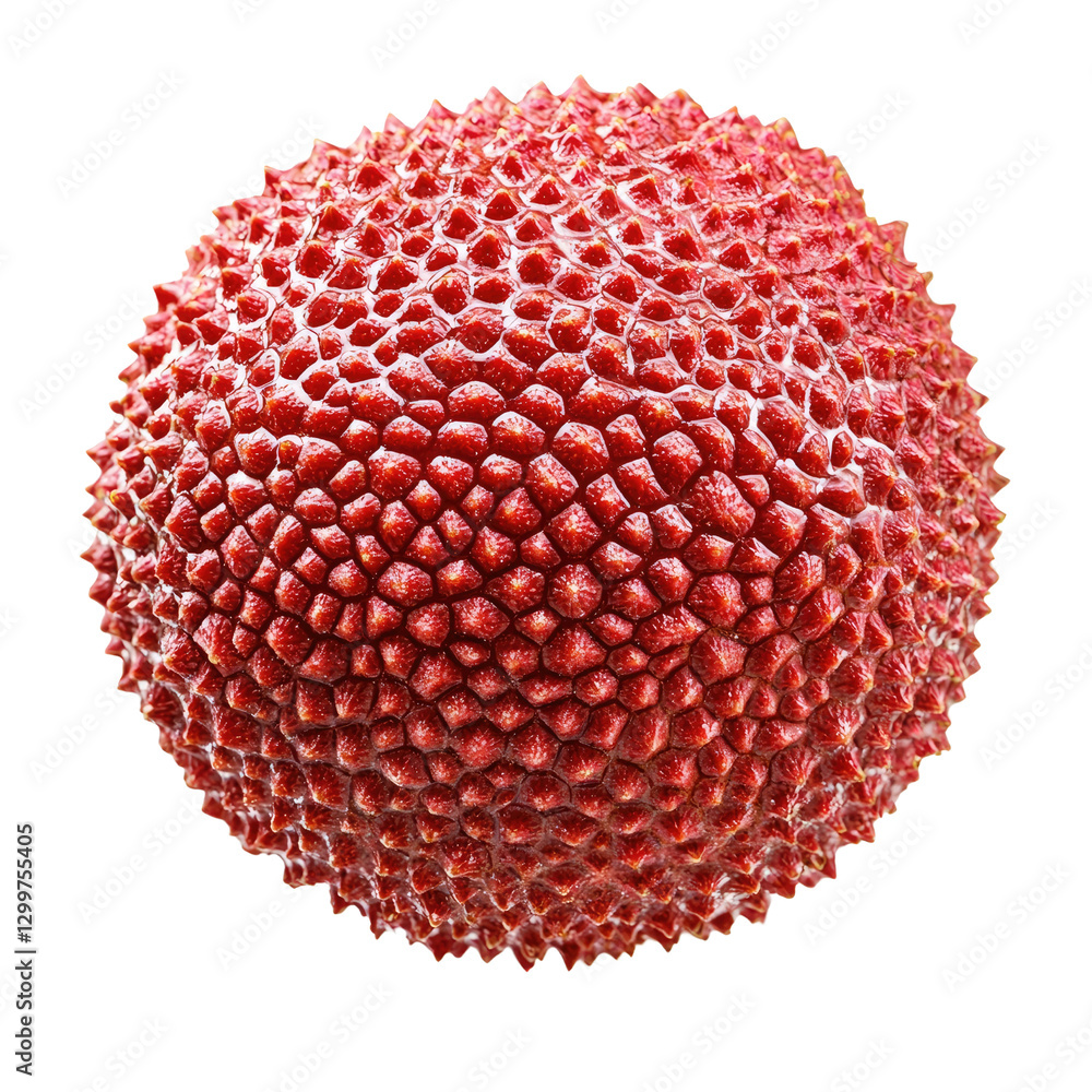 Poster close-up of a red textured surface resembling a microscopic view of a seed, showcasing intricate det