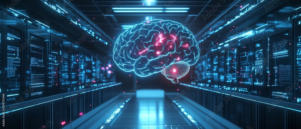 Aufkleber Cuttingedge artificial intelligence brain in a hightech factory lab