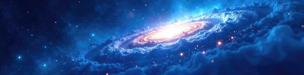 Obraz premium swirling blue and white nebula with starry details and cosmic rays, space, blues, swirling