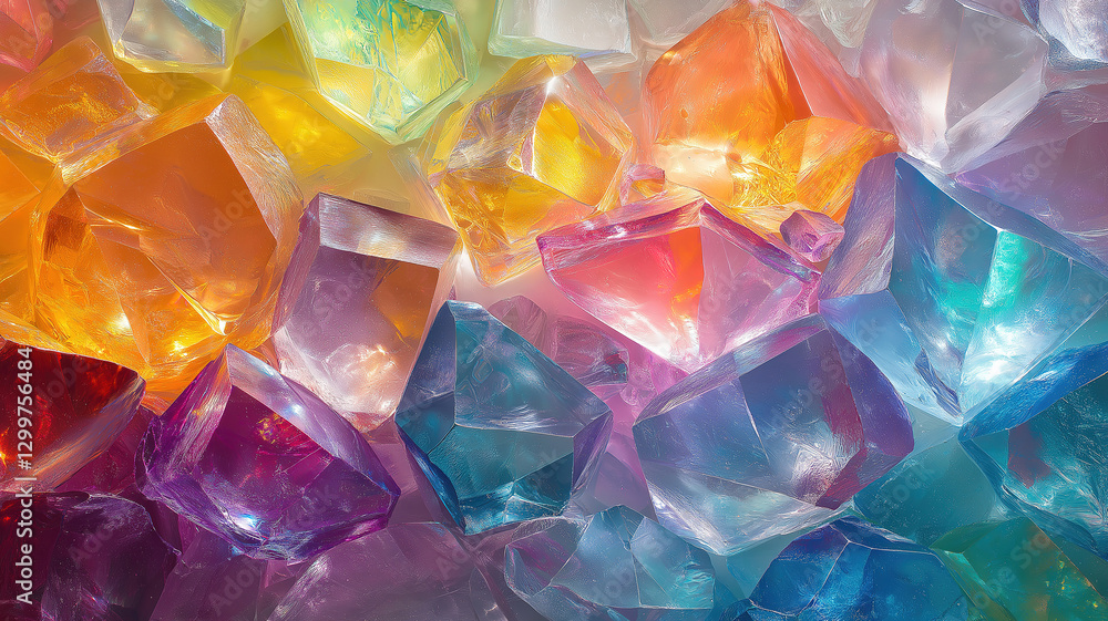 Aufkleber abstract composition of iridescent glass prisms reflecting light in vibrant and dynamic patterns