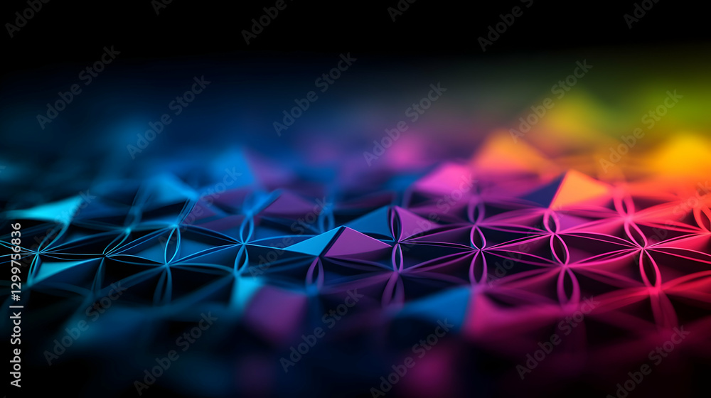 Aufkleber abstract geometric surface with colorful gradient illumination and dynamic light reflection