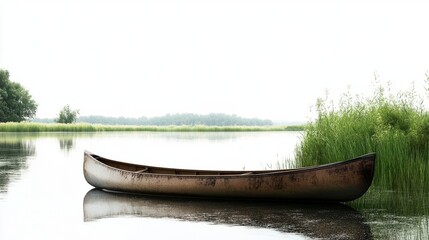 River Canoe Isolated Scene with Canoe with Isolated