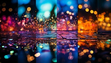 A college of beautiful lights reflected on glass