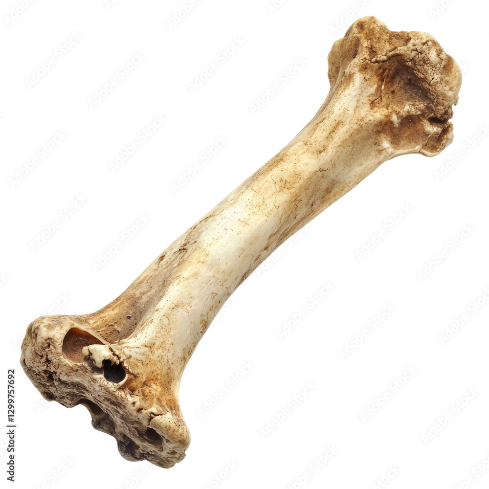 Poster detailed close-up of an ancient animal bone with unique texture and intricate features for scientifi