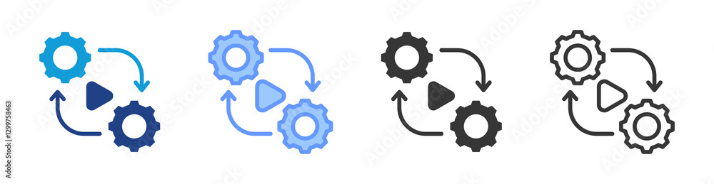 Poster Automation icon set multiple style collection