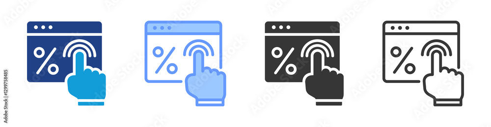 Poster Click Through Rate icon set multiple style collection