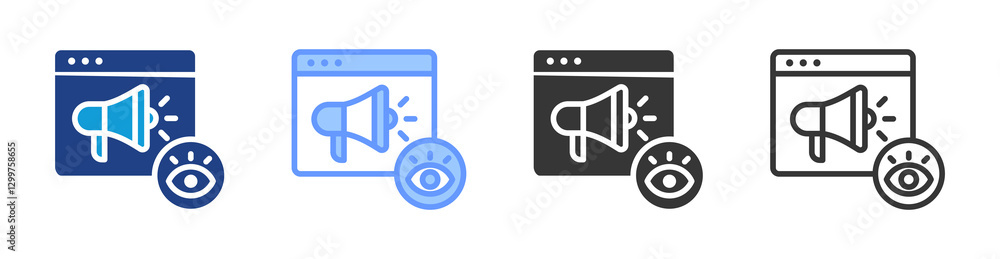 Poster impression icon set multiple style collection